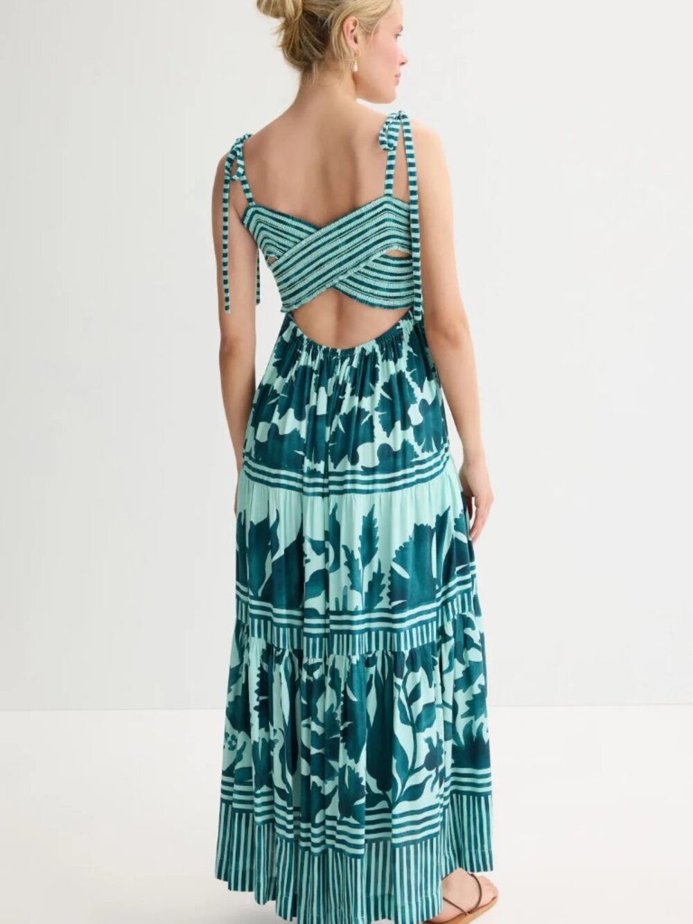 Omika Lana Maxi Dress Green Floral Size XS